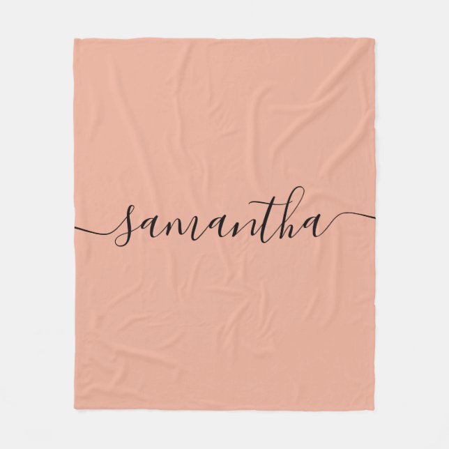 Manta Polar Nombre de caligrafía rosa Rubor personalizado (Anverso)