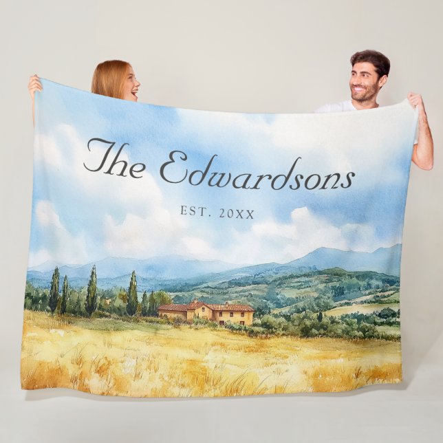 Manta Polar Nombre de familia mediterráneo toscano acuarela (In situ)