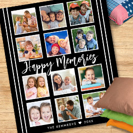 Manta Polar Nombre de familia personalizado 12 Collage de foto