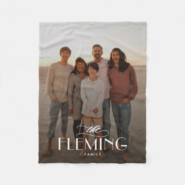 Manta Polar Nombre de familia retrato personalizado de una man (Anverso)