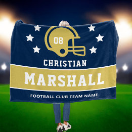 Manta Polar Nombre de fútbol personalizado azul marino dorado