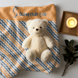 Manta Polar Nombre de gris de naranja geométrico vintage