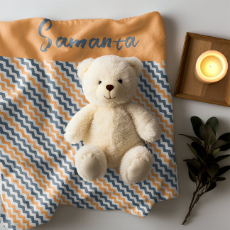 Manta Polar Nombre de gris de naranja geométrico vintage