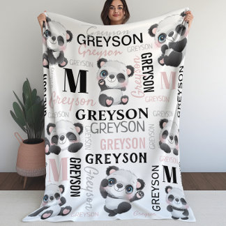 Manta Polar Nombre de grupo personalizado Panda Fleece Blanket