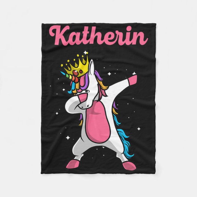 Manta Polar Nombre de Katherin Personalizado Cumpleaños Dabbin (Anverso)