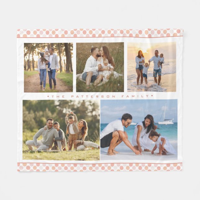 Manta Polar Nombre de la familia 5 Collage de fotos Girona ros (Frente (Horizontal))