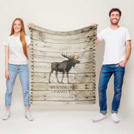 Manta Polar Nombre de la familia Rustic Wood Walking Moose