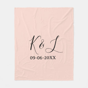 Manta Polar nombre de la pareja de boda letra fecha rojo fondo