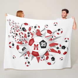 Manta Polar nombre de las estrellas del fútbol negro rojo chic