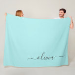 Manta Polar Nombre de Monograma del Guión Azul Verde azulado M<br><div class="desc">Nombre de monograma de escritura simple Verde azulada azul Aqua y funda inicial de papel. Esto hace que el dulce perfecto cumpleaños 16,  boda,  ducha de novia,  aniversario,  ducha de bebé o fiesta de soltera sea regalo para alguien que ama el lujo glam y los estilos de moda.</div>