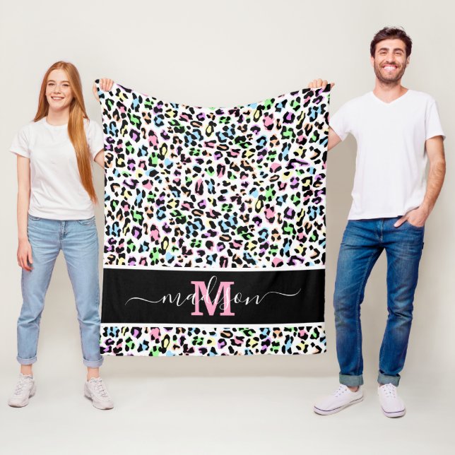 Manta Polar Nombre de monograma del leopardo de impresión anim (In situ)