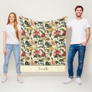 Manta Polar Nombre de monograma floral vintage