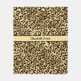 Manta Polar Nombre de monograma negro estampado en leopardo do