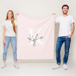 Manta Polar Nombre de monograma personalizado del Rosa de Rubo