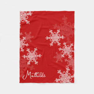 Manta Polar Nombre de Navidades Minimalistas de copos de nieve
