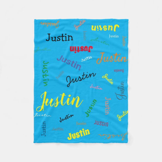 Manta Polar Nombre de niño personalizado Monograma Blue Cute (Anverso)