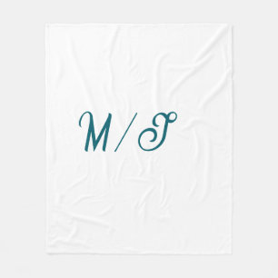 Manta Polar Nombre de pareja de boda monograma turquesa simple