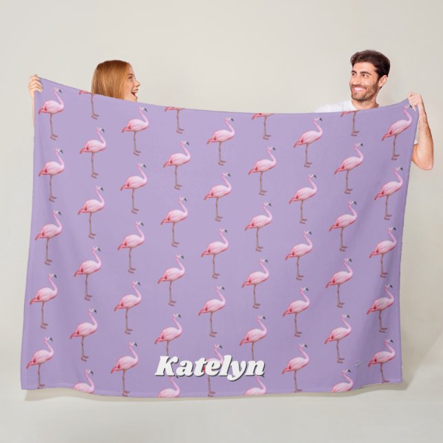 Manta Polar Nombre de patrón de flamenco rosado y morado (In situ)