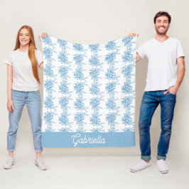 Manta Polar Nombre de patrón floral de toile francés azul
