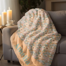 nombre de patrón floral verde de menta naranja