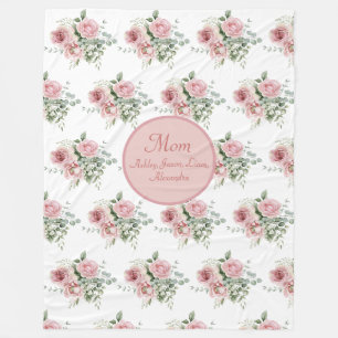 Manta Polar Nombre de personalizado Mamá Rosa Floral 4 a 8 niñ