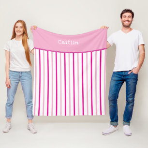 Manta Polar Nombre de rayas rosadas pastel femeninas