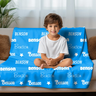 Manta Polar Nombre de repetición azul corto personalizado