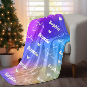 Manta Polar Nombre de repetición colorido lindo personalizado