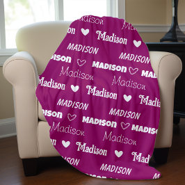 Manta Polar Nombre de repetición de ciruela rosa lindo persona