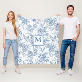 Manta Polar Nombre de Toile de Jouy Francesa Azul