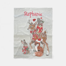 Manta Polar Nombre de venado animal de Woodland, invierno gris