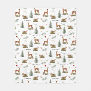 Manta Polar Nombre del bebé floral Woodland Deer Fawn