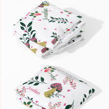 Nombre del bebé Personalizado blanco y Bosque de c
