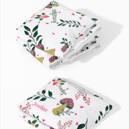 Manta Polar Nombre del bebé Personalizado blanco y Bosque de c