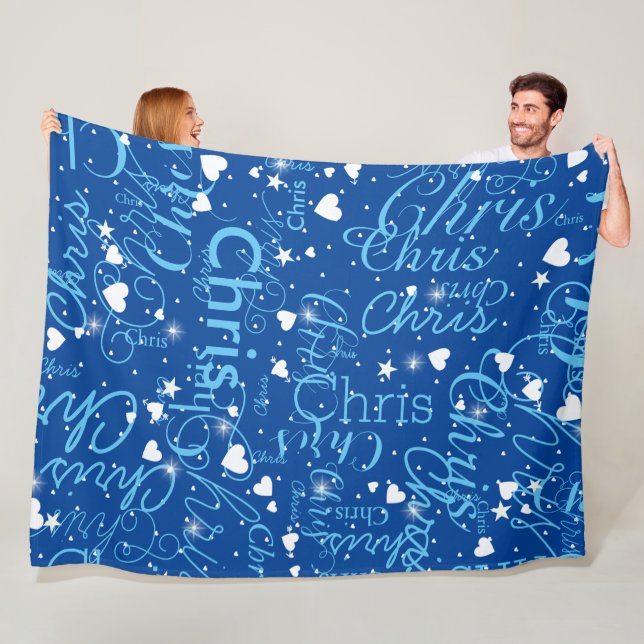 Manta Polar Nombre del chica Cielo Girly Personalizado Azul (In situ)