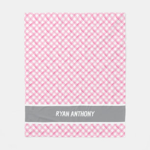 Manta Polar Nombre del color de agua rosada Gingham Plaid Chec