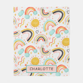 Manta Polar Nombre del Corazón del Arcoiris Brillante y Colori