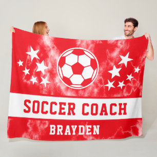 Manta Polar Nombre del entrenador de fútbol de tinte rojo pers