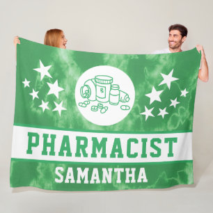 Manta Polar Nombre del farmacéutico del tinte verde personaliz