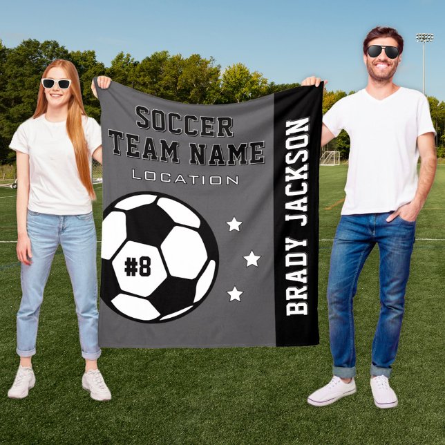 Manta Polar Nombre del jugador de fútbol gris y negro personal (Subido por el creador)