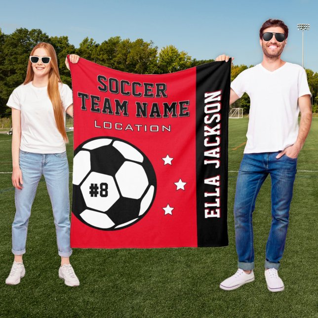 Manta Polar Nombre del jugador de fútbol rojo personalizado (Subido por el creador)