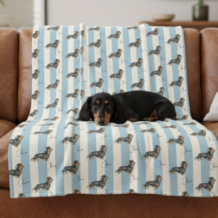 Manta Polar Nombre del Mascota de Dachshund de banda azul pers