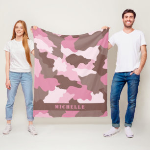 Manta Polar Nombre del monograma de circunflejo rosado de Camo