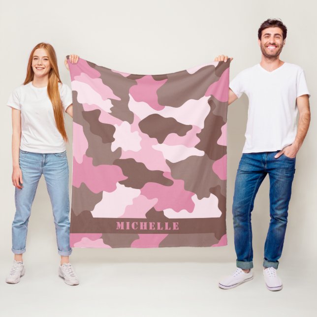 Manta Polar Nombre del monograma de circunflejo rosado de Camo (In situ)