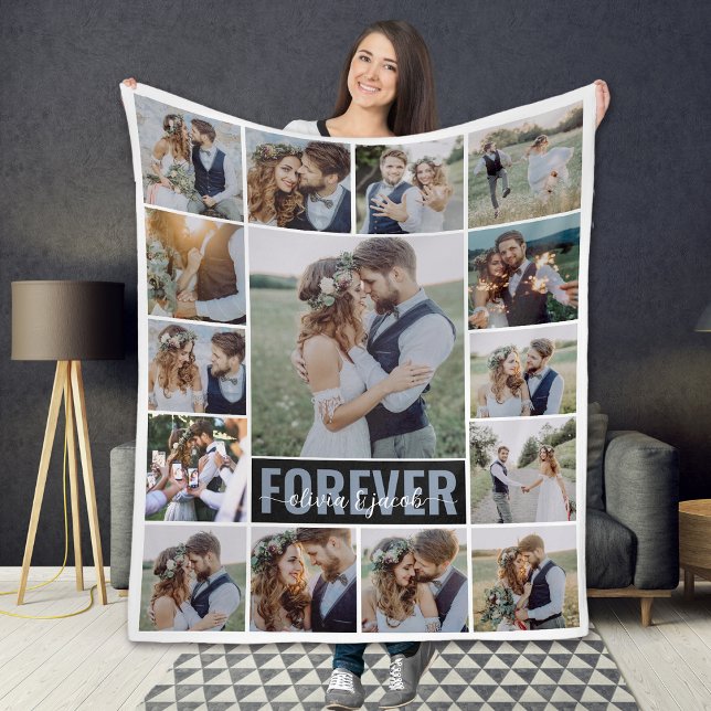 Manta Polar Nombre del monograma de Collage de fotos (Subido por el creador)