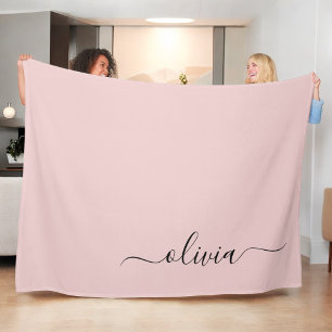 Manta Polar Nombre del Monograma de Rubor Dusty Pink Moderne S