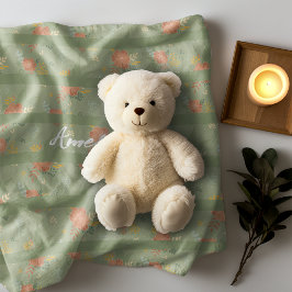 Manta Polar Nombre del patrón de rayas florales de color verde