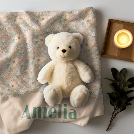 Manta Polar Nombre del patrón floral de color beige de Pastel