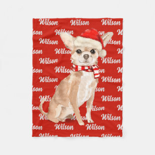 Manta Polar Nombre del perro navidad Chihuahua Santa