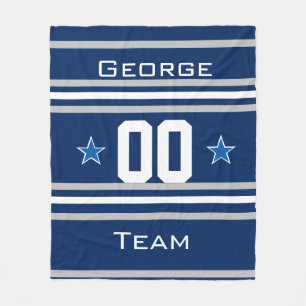 Manta Polar Nombre deportivo azul, número, equipo, fanático de